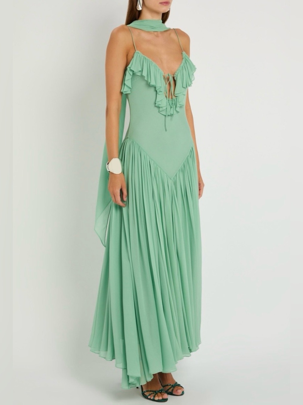 NWT Mint Green Maxi Dress with Neck Tie